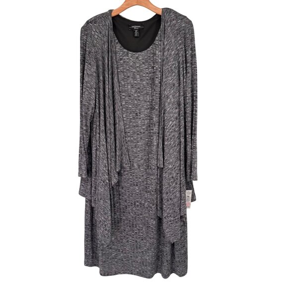 R&M Richards Womens Cascade Grey Knit Jacket Dress size 22w plus new $99 - Picture 4 of 14